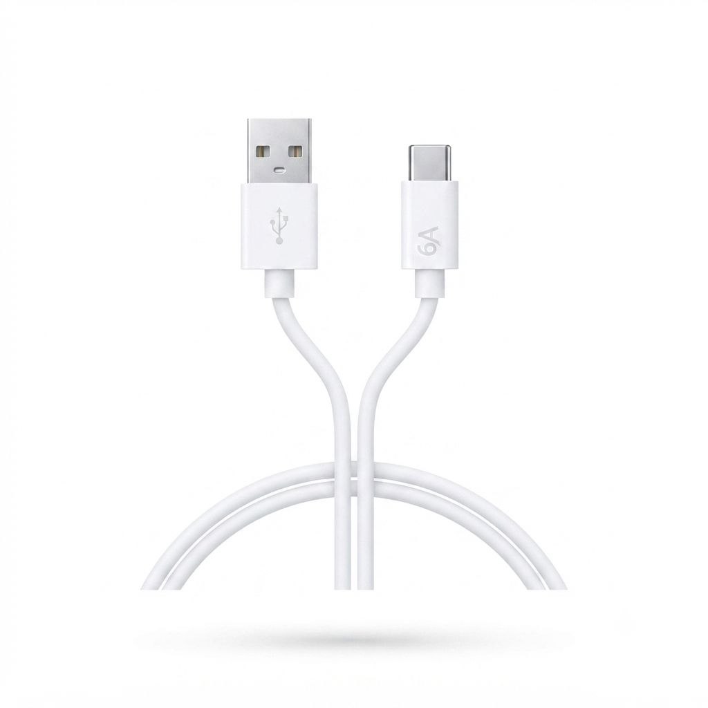 کابل USB به تایپ‌سی سفید ۶ آمپر